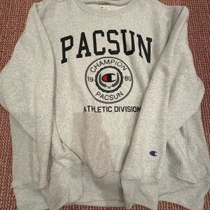 Champion Gray and Red Knit Champion Sweatshirt